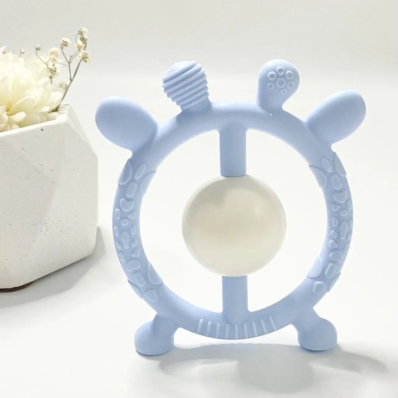 Брязкальце Силіконове з шариком блакитний