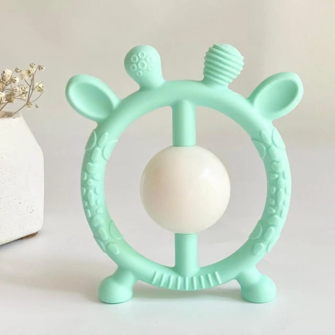 Брязкальце Силіконове з шариком м ята