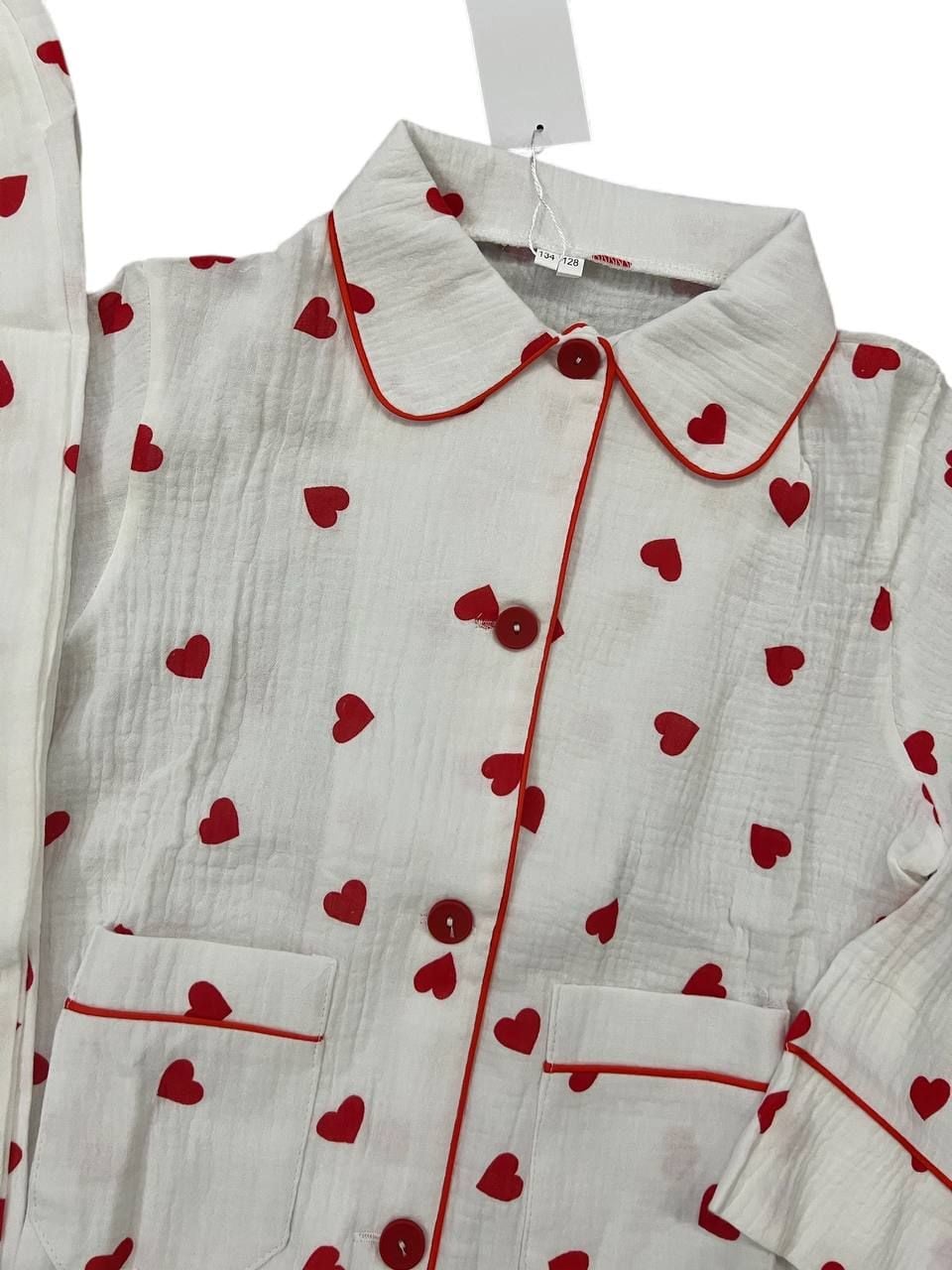 Дитяча білизна Піжамка сердечка білий 128(р)