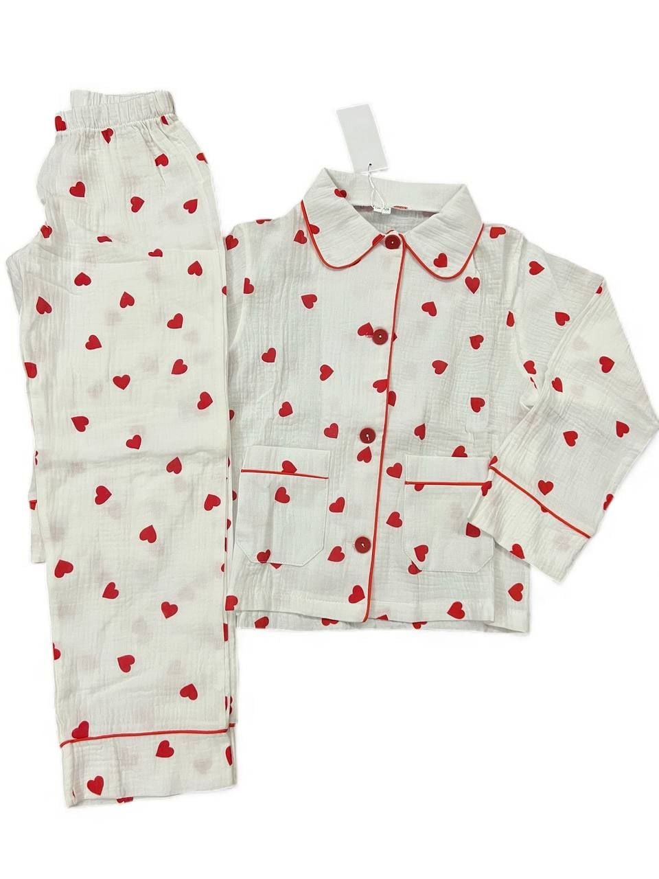 Дитяча білизна Піжамка сердечка білий 128(р)