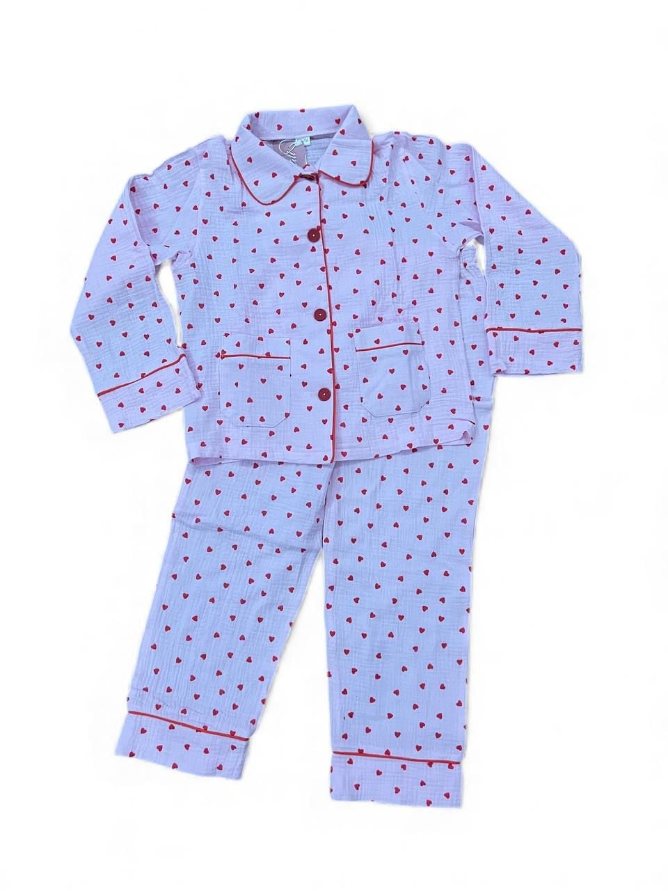Дитяча білизна Піжамка сердечка рожевий 128(р)
