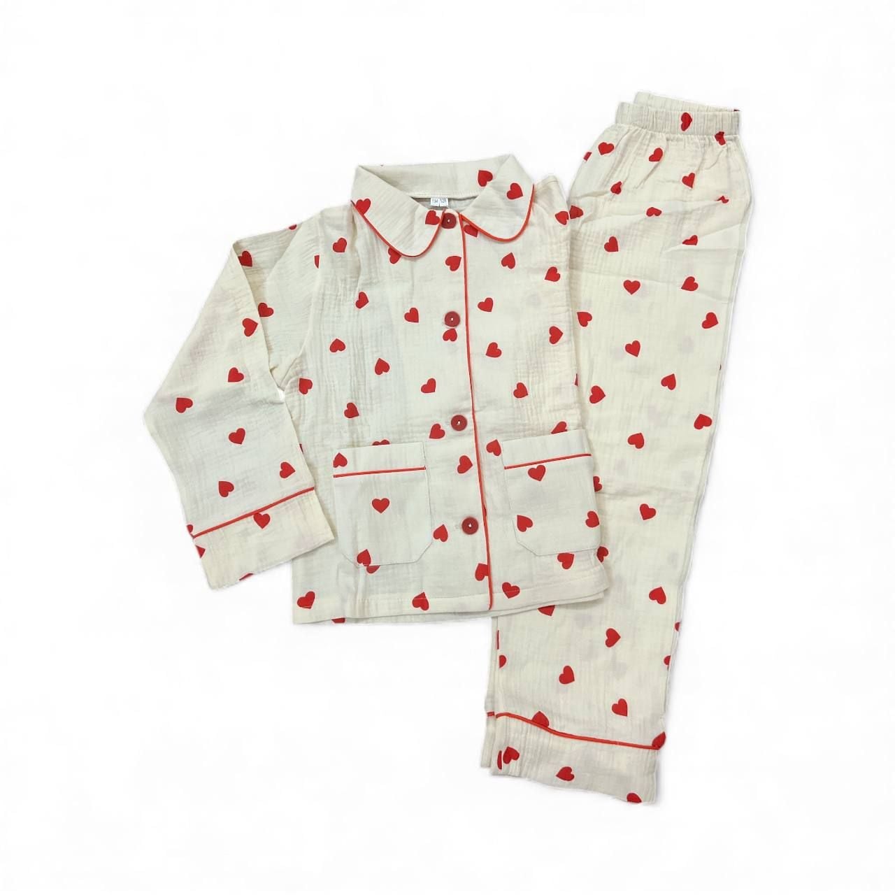 Дитяча білизна Піжамка сердечка молочний 140(р)