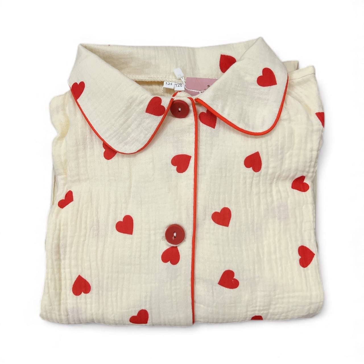 Дитяча білизна Піжамка сердечка молочний 140(р)