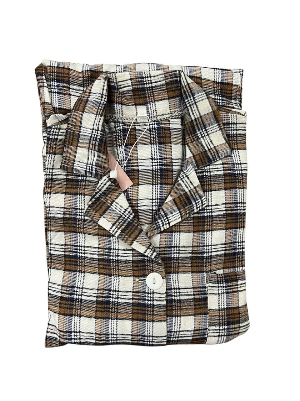 Дитяча білизна Піжамка клітинка коричневий 158(р)