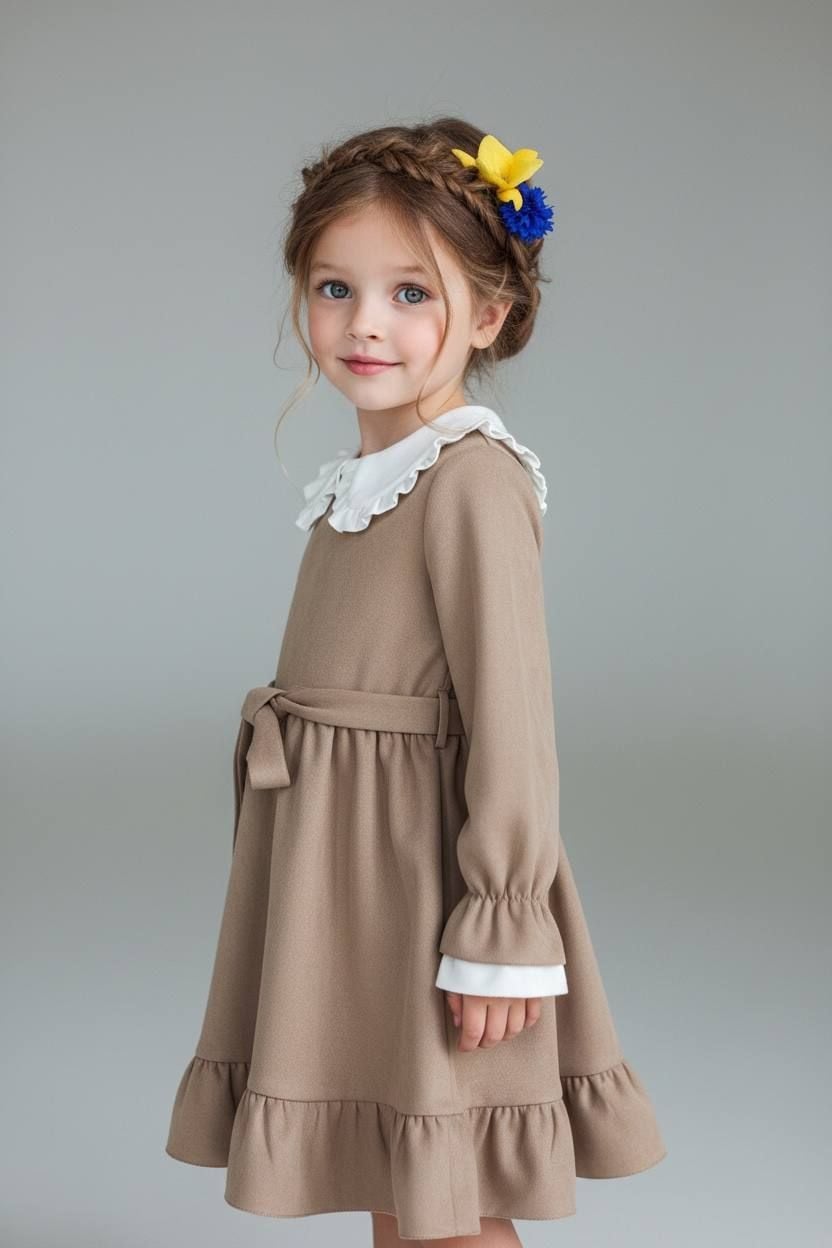 Сукня Білий коміркць капучино 122(р)