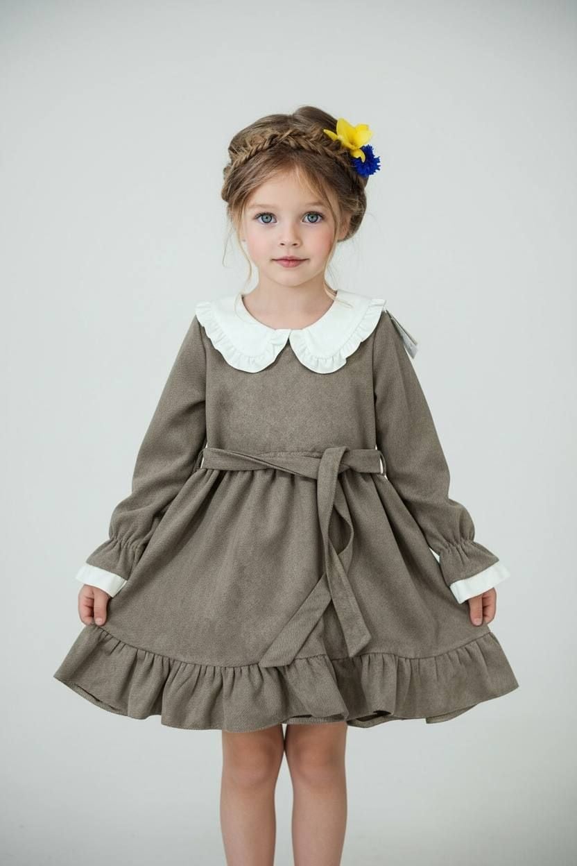 Сукня Білий коміркць коричневий 116(р)