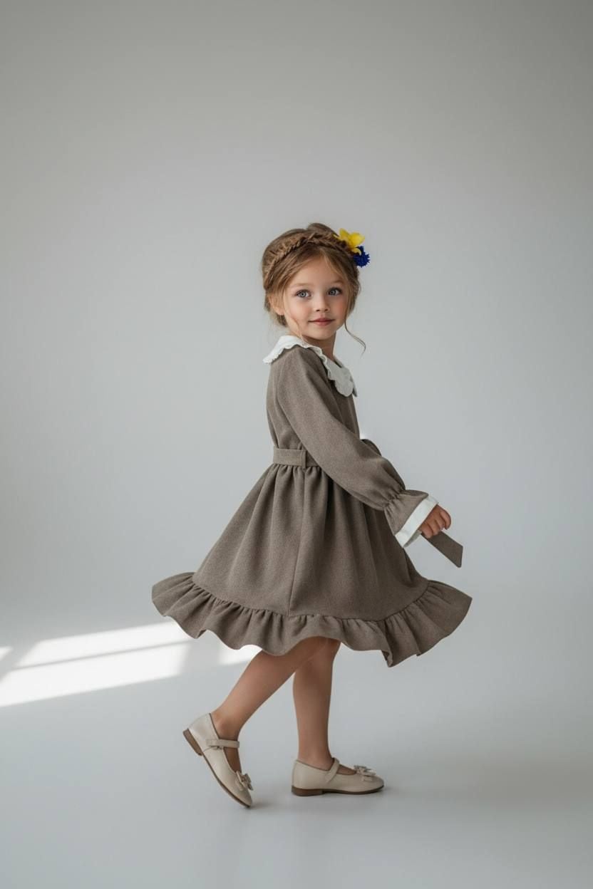 Сукня Білий коміркць коричневий 116(р)