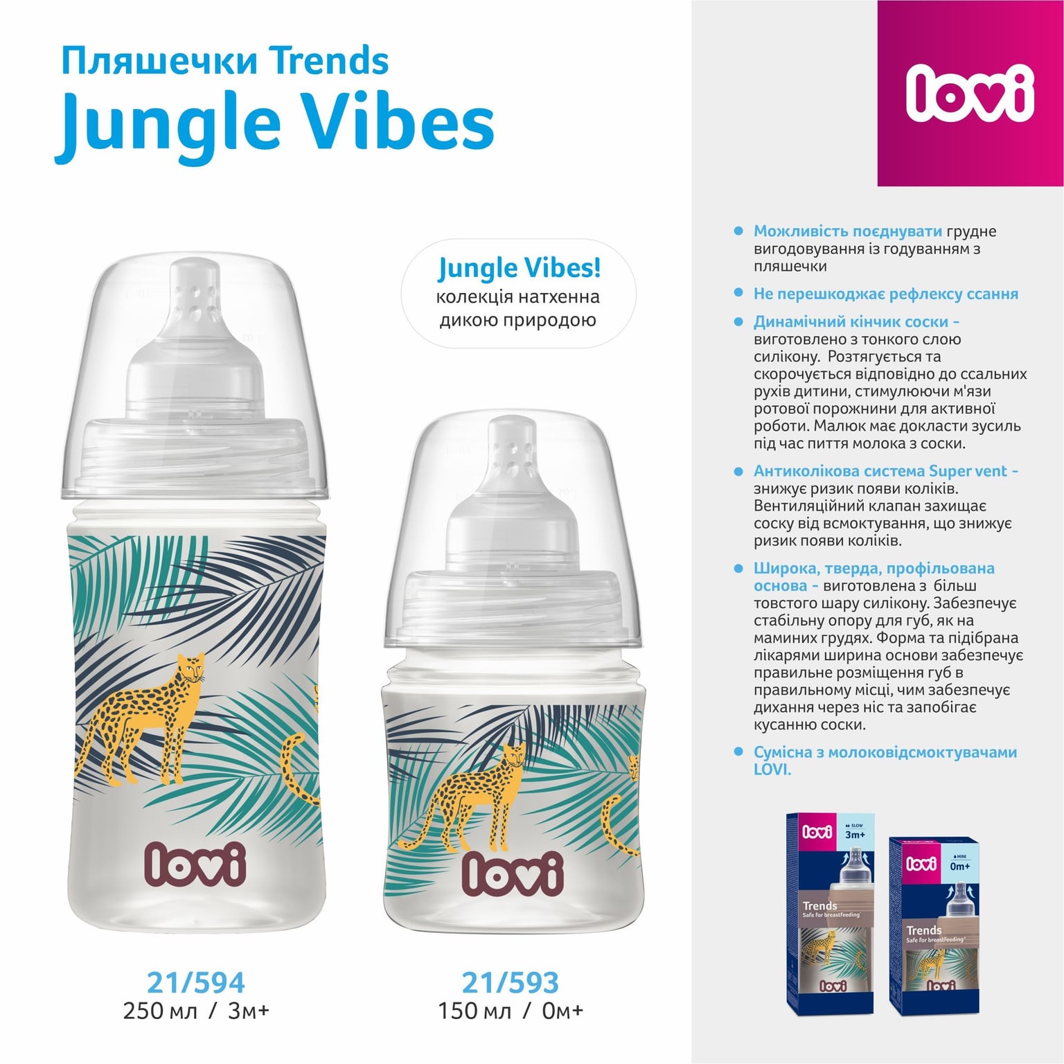 Пляшечка LOVI Пляшечка Trends 120 мл - Jungle Vibes пр 0+(р)