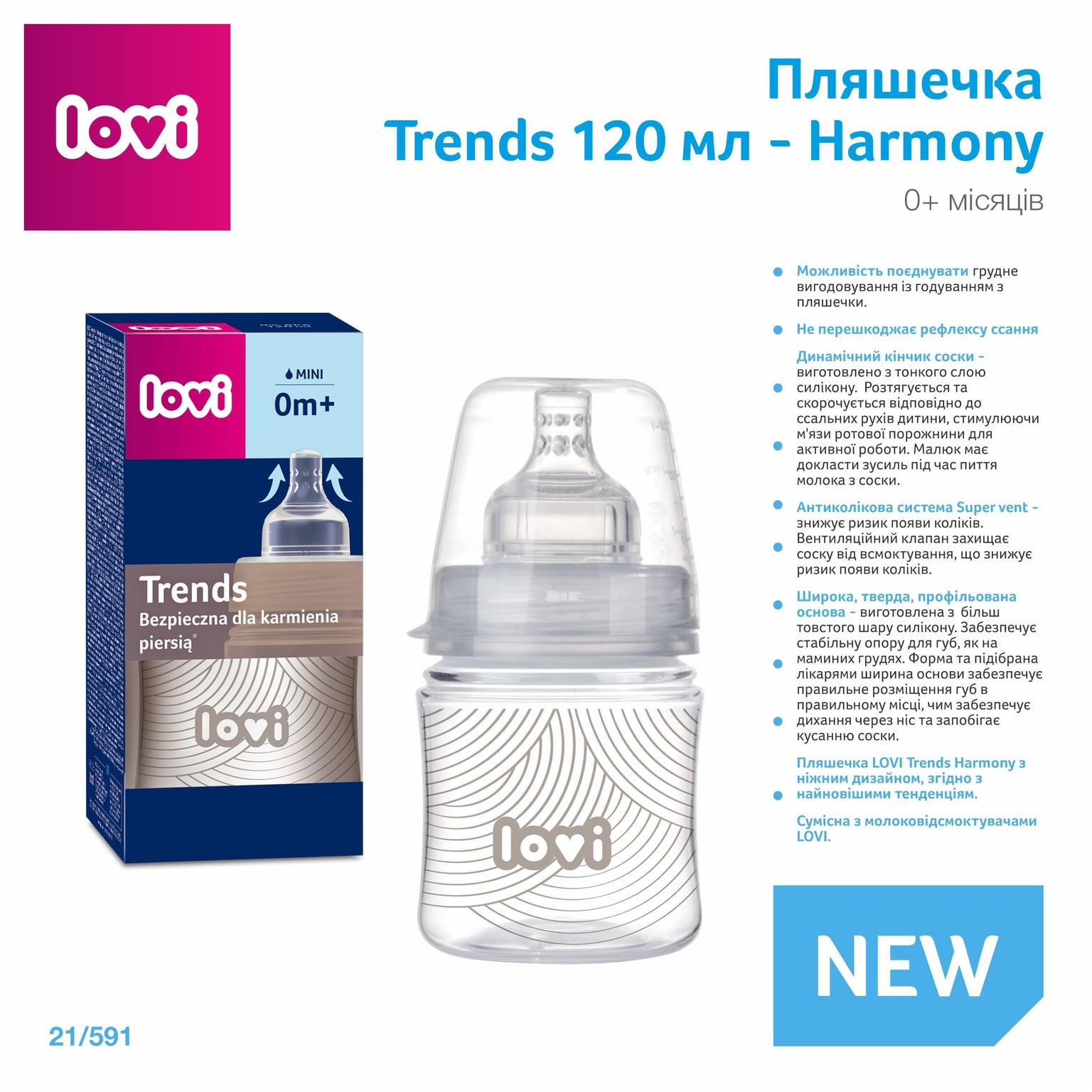 Пляшечка LOVI Пляшечка Trends 120 мл - Harmony пр 0+(р)