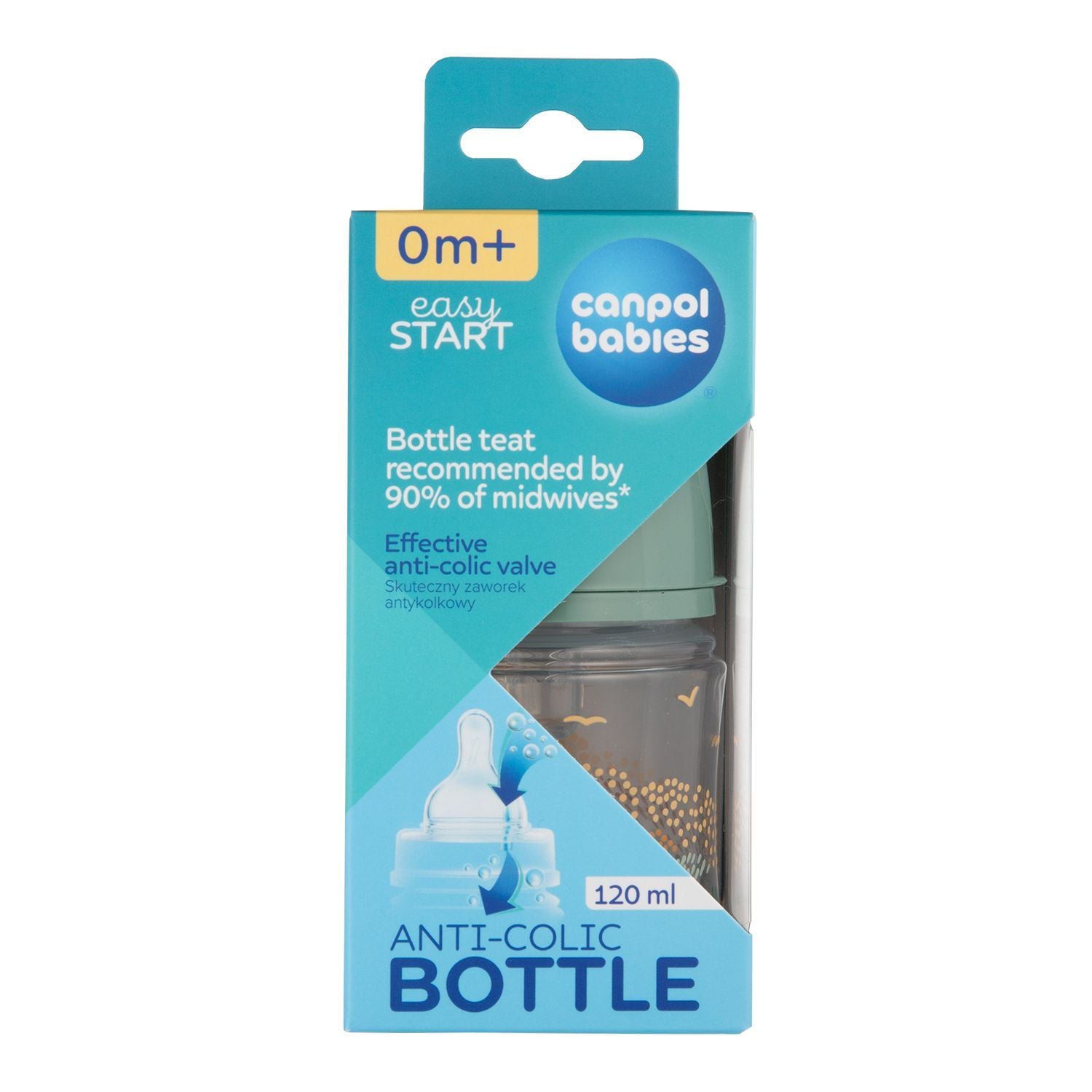 Пляшечка Canpol babies Пляшка антиколікова з широким отвором 120 мл Easystart MOUNTAINS оливковий 0+(р)