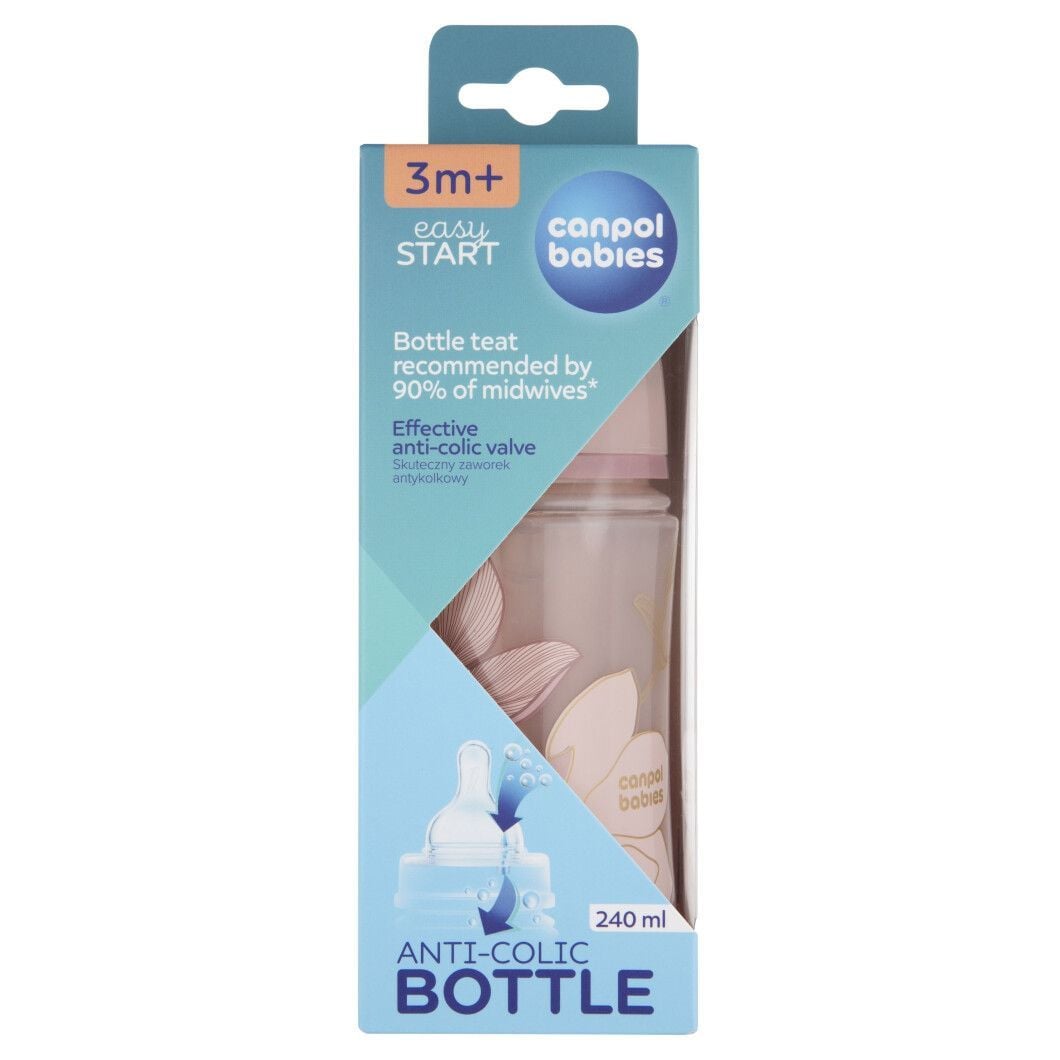 Пляшечка Canpol babies Пляшка антиколікова з широким отвором 240 мл Easystart GOLD рожевий 240(р)