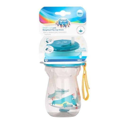 Поїльник Canpol babies Кружка зі складною силіконовою трубочкою і обтяжувачем блакитний 350мл(р)